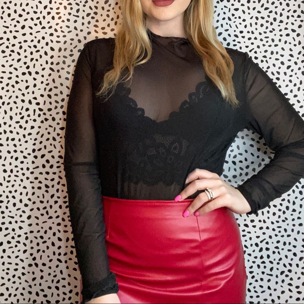 H&M Black XL See Through Mesh Top New With Tags!